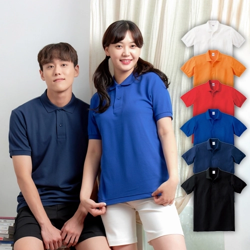 코튼 혼방 폴로 기능성 카라 반팔 티셔츠, 남자 여자 단체