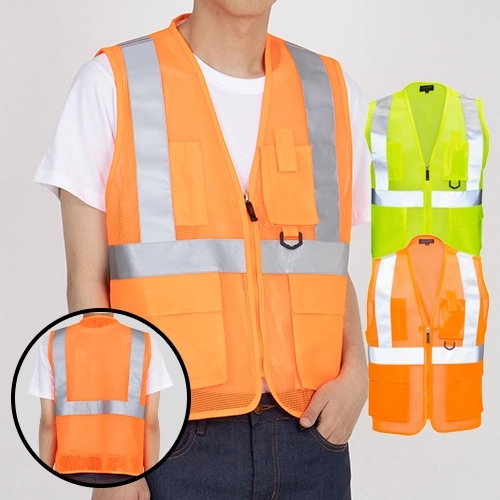 남자 여자 망사 반사 조끼 L-3XL