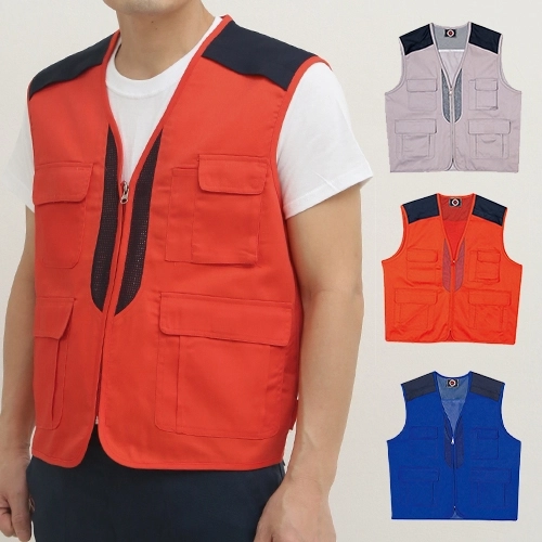 배색 콜라보 작업 조끼 M-2XL 남자 여자