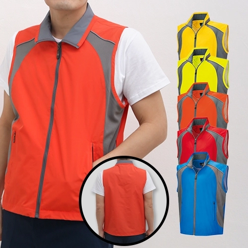 델러컷 배색 카라 조끼 M-3XL, 남자 여자 조끼