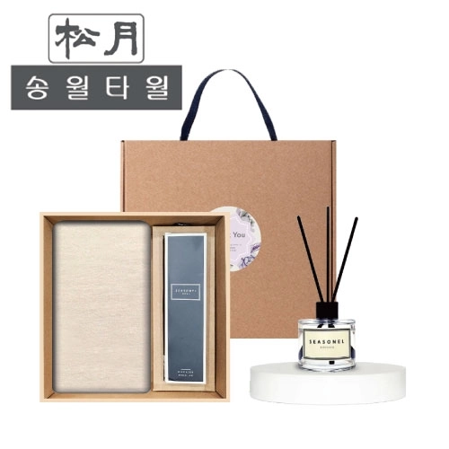 [송월타월] 라이트무지 디퓨저세트 (라이트무지40 + 시즈넬플라워 디퓨저50ml)