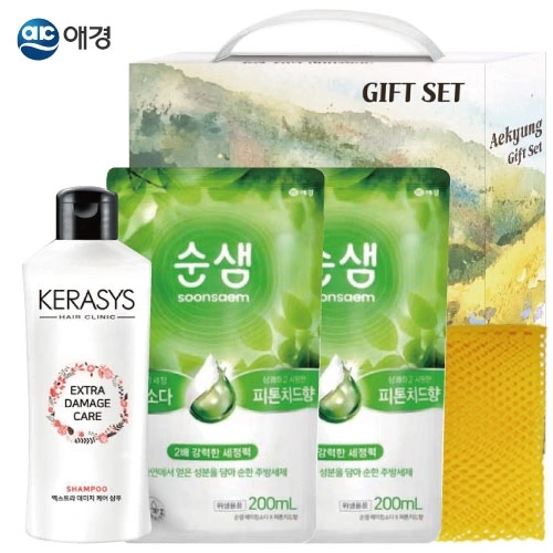 애경 엑스트라 샴푸 순샘 리필 2p 망사 수세미세트