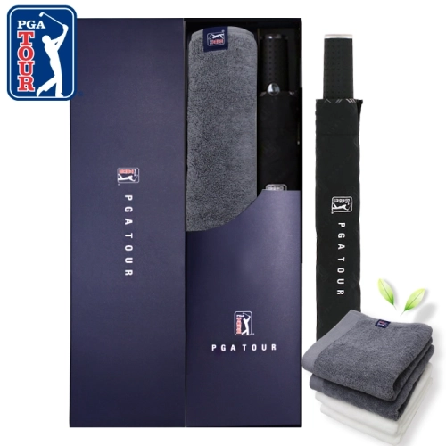 PGA 2단 자동 엠보 선염 바이어스 우산 + 260g 코마사 타올세트