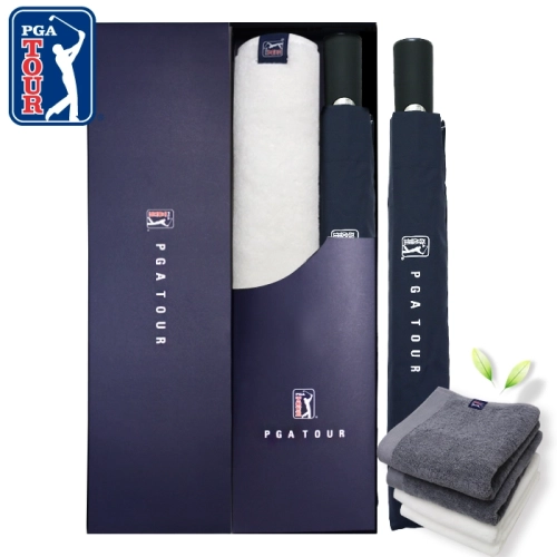 PGA 2단 자동 무지 우산 + 260g 코마사 타올세트