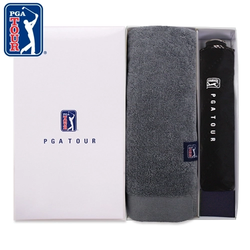 PGA 3단 수동 엠보선염 바이어스 우산 + 260g 코마사 타올세트