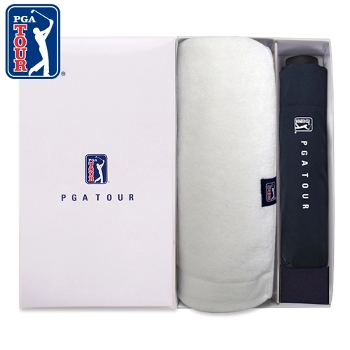 PGA 3단 수동 무지 우산 + 260g 코마사 타올세트
