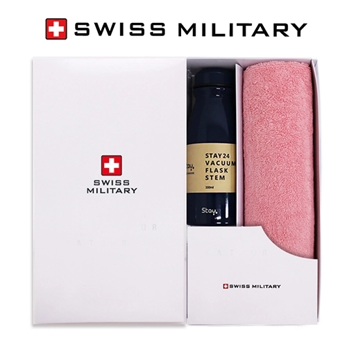스위스밀리터리 150g 면사 타올 + 스테이 24 텀블러 (350ml) 세트