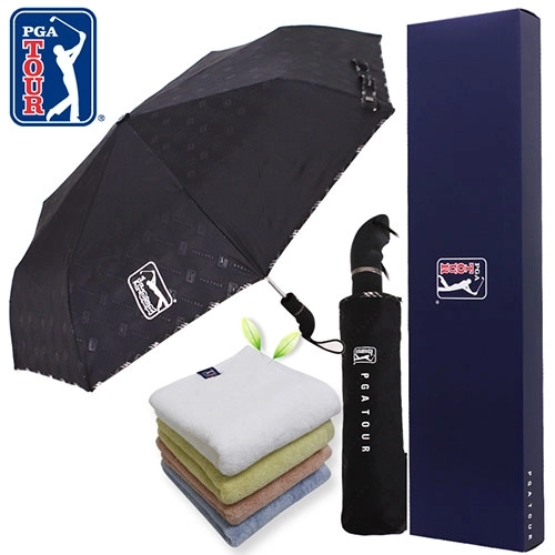 PGA 3단 엠보선염 바이어스 완전 자동우산 + 180g 모달 면사 타올세트