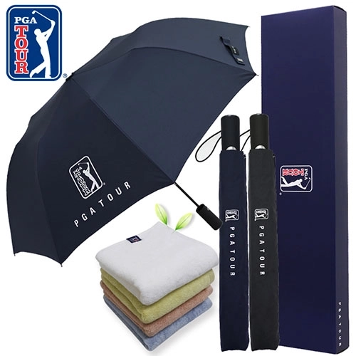 PGA 2단 자동 무지 우산 + 180g 모달사 타올세트