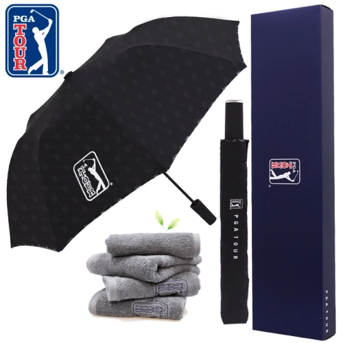 PGA 2단 자동 엠보 선염 우산+ 190g 호텔타올세트