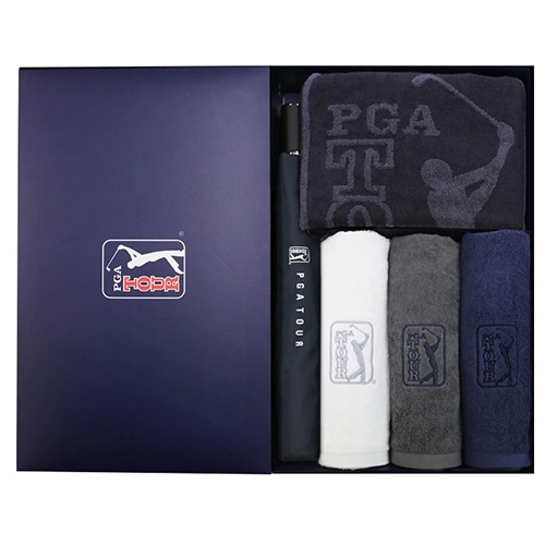 PGA 2단 자동 무지 우산 + 바스타올 + 190g 호텔타올 3P 세트 (대)