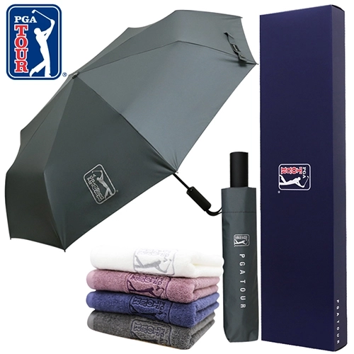 PGA 3단 60 완전 자동 쿨링 암막 우산 + 190g 호텔타올 세트