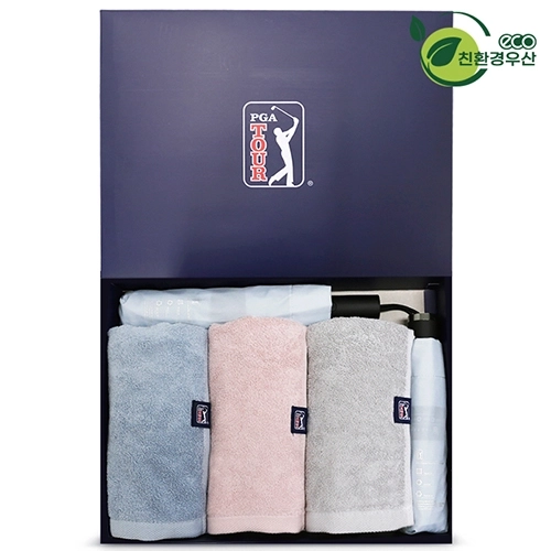 PGA 그린 3단 수동우산 + 3단 60 완전 자동우산 + 200g 코마사 타올 3P 세트 (소)