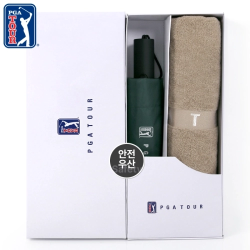 PGA 3단 완전자동 암막 세이프티 우양산+130g면사타올세트