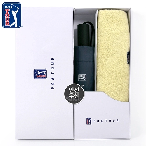 PGA 3단 완전자동 암막 세이프티 우양산+180g모달사타올세트