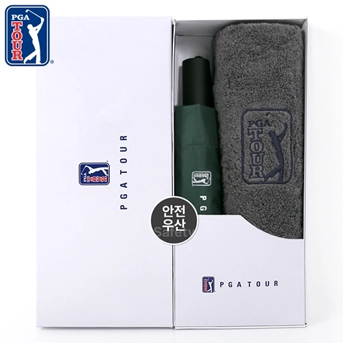 PGA 3단 완전자동 암막 세이프티 우양산+190g호텔타올세트