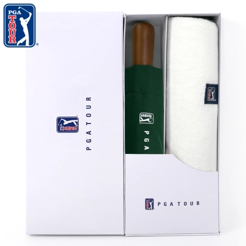 PGA 3단완전자동 빈티지우드+180g 모달 면사타올 세트