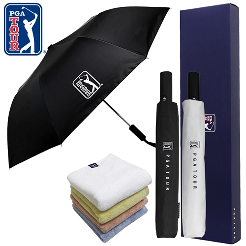 PGA 2단완전자동 암막 우양산+180g 모달 면사타올 세트