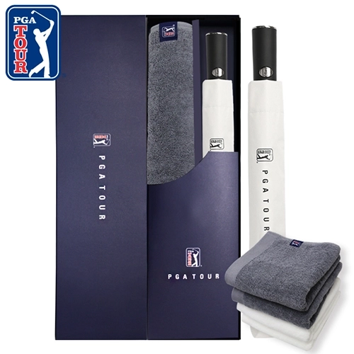 PGA 2단자동 암막 우양산 + 260g코마사타올세트