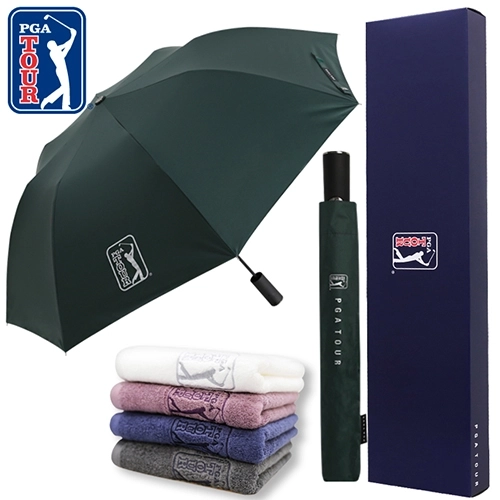 PGA 2단자동 암막 우양산+190g호텔타올세트