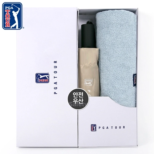 PGA 3단 완전자동 암막 세이프티 우양산+200g코마사타올세트