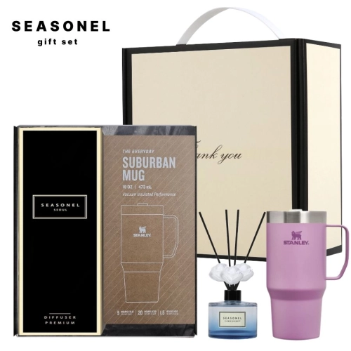 시즈넬 선물세트 고급 블루 디퓨저 120ml+ 스탠리 서버번 텀블러473ml