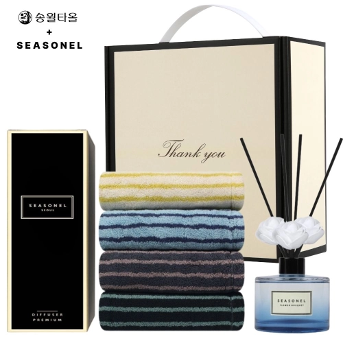 시즈넬 호텔 선물세트 디퓨저 120ml+호텔컬렉션 스트라이프 솔리드 220g
