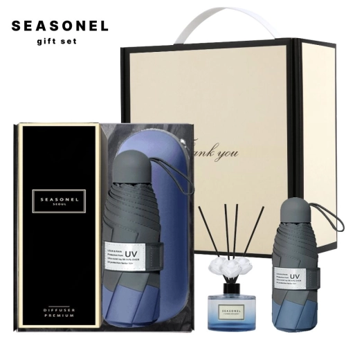 시즈넬 선물세트 고급 블루 디퓨저 120ml + 고급5단우산