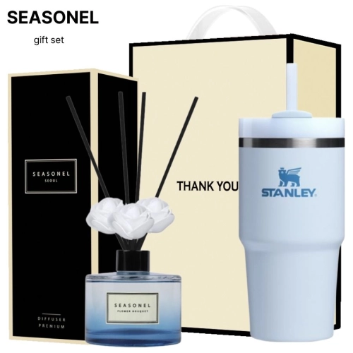 시즈넬 선물세트 고급 블루 디퓨저 120ml + 스탠리 퀜처빨대 텀블러 591ml
