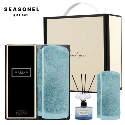 시즈넬 선물세트 고급 블루 디퓨저 120ml + 항균세면타올150g