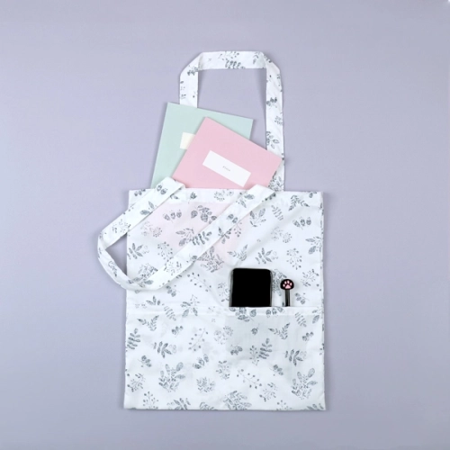 메이드유 플라워 투포켓형 에코백 화이트 33 x 37