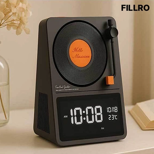 FILLRO 레트로 턴테이블 블루투스 스피커 탁상시계